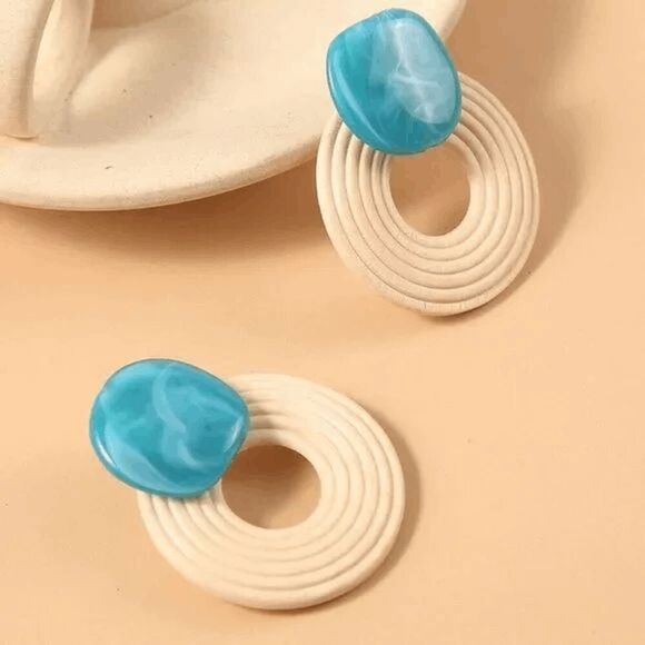 2/$21 Bohemian Wooden Round Ladies Earrings - Picture 5 of 7